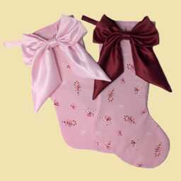 Personalized Candy Cane Christmas Stocking Handmade With Large Satin Bow, Calico Lined - thumbnail 1