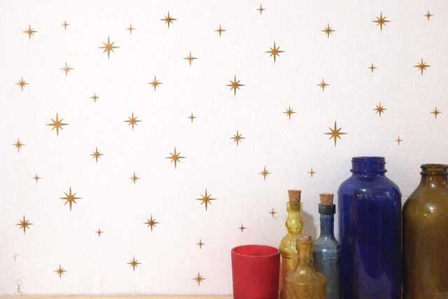 Celestial Sparkle Wall Decals, Peel & Stick Starburst Sparkles, 90 Pack Mini Stickers, Nursery Bedroom Ceiling Decor, Removable - image 1