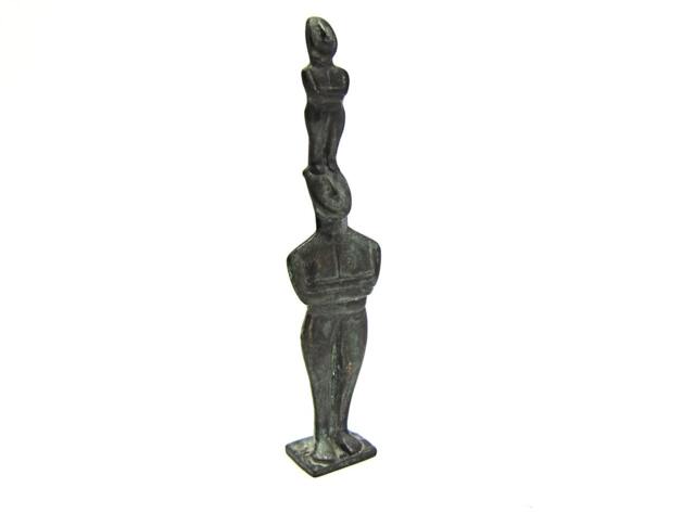 Cycladic Dad & Son Bronze Greek Figures, Museum Copy, Abstract Form - image 1
