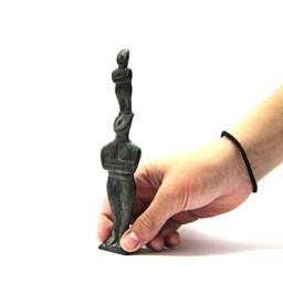 Cycladic Dad & Son Bronze Greek Figures, Museum Copy, Abstract Form - thumbnail 3
