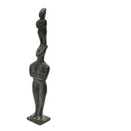 Cycladic Dad & Son Bronze Greek Figures, Museum Copy, Abstract Form - thumbnail 2
