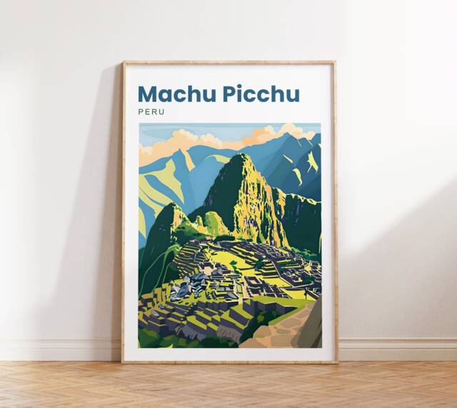 Machu Picchu Travel Print - Poster Andes Mountains Peru Wall Art Traveler's Gift - image 1