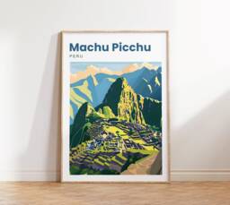 Machu Picchu Travel Print - Poster Andes Mountains Peru Wall Art Traveler's Gift - thumbnail 1