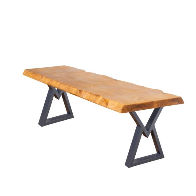 Rustic Live Edge Bench With Hourglass Legs - Industrial Reclaimed Timber Style - image 1