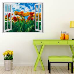 3D Window Flowers Decal, Frame, Wall Decor, Flower Decals, Vinyl Stickers, Peel & Stick Vinyl W56 - thumbnail 2