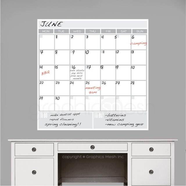 Dry Erase Calendar - Monthly With To Do & Buy Erasable Surface Wall Decal -Reusable Peel & Stick Whiteboard Calendar For Home, Office - image 1