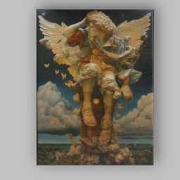 Majestic Archangel Statue Classical Fantasy Celestial Sculpture Artwork Canvas Wall Art Print Decor Picture Ready To Hang - thumbnail 1