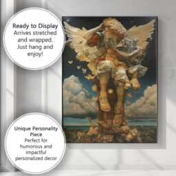 Majestic Archangel Statue Classical Fantasy Celestial Sculpture Artwork Canvas Wall Art Print Decor Picture Ready To Hang - thumbnail 3