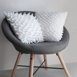 Cozy & Chic Pillow With White 3D Front Smooth Gray Back, Modern Design Cushion, Pillowcase Inner Pad, Unique Gift Or Home Decor - thumbnail 2