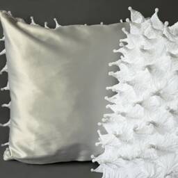 Cozy & Chic Pillow With White 3D Front Smooth Gray Back, Modern Design Cushion, Pillowcase Inner Pad, Unique Gift Or Home Decor - thumbnail 3