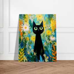 Matisse Inspired Black Cat Wall Art Print, Feline Illustration, Colourful Painting - thumbnail 4