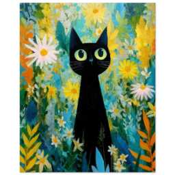 Matisse Inspired Black Cat Wall Art Print, Feline Illustration, Colourful Painting - thumbnail 3