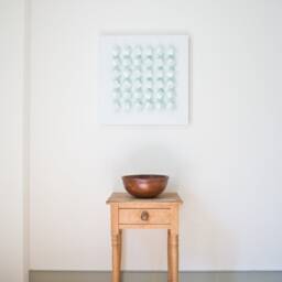 Modern Art Wall Sculpture Block Geometric Minimalist Grid Pattern White With Green Color Reflection Rotatable Blocks Changeable - thumbnail 2