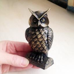 Bronze Owl Figure, 3D Decor, Children's Room Decor. Animal. Sculpture, Made in 3D Printer. Home Design - thumbnail 3