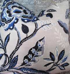 Designer Pillow Cover, Bohemian, Floral, Boho, Navy Blue - thumbnail 1
