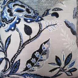 Designer Pillow Cover, Bohemian, Floral, Boho, Navy Blue - thumbnail 2