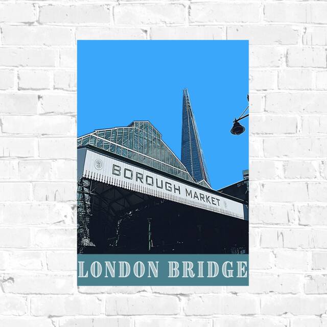 Literary London Art Print Borough Market Retro Style Travel Poster - image 1