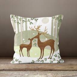 Deer Cushion Cover-Owl Pillow Case-Squirrels Living Room Cover-Fox Case-Gift For Her-Handmade Material - thumbnail 2