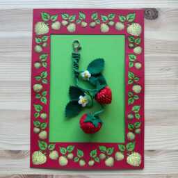 strawberry Picture Mount Layered Laser Cut A5 Frame in A4 - thumbnail 3