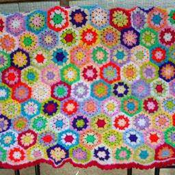 Granny Square Crochet Blanket Baby Crib - thumbnail 3