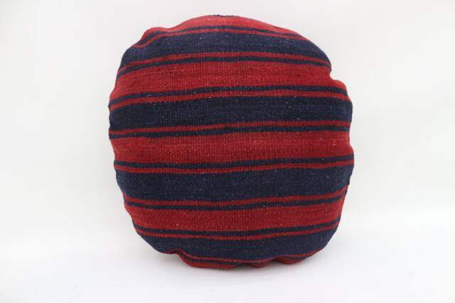 Handmade Kilim Pillow Cover, 18x18 Blue Striped Turkish Cushion - image 1