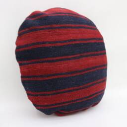 Handmade Kilim Pillow Cover, 18x18 Blue Striped Turkish Cushion - thumbnail 3