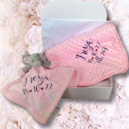 Personalized Baby Blanket & Elephant Comforter Gift Set - thumbnail 1