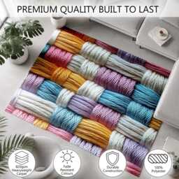 Pastel Thread Basket Weave Texture Rug Non-Slip Soft Area Carpet Bedroom Living Room Hallway Mat Decor - Made in UK - thumbnail 3
