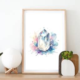Moonstone Crystal Print - Set Of 3 Posters - Watercolour Gemstone Mineralogy Meaning Paintings Gifts Design Decor Wall Art - thumbnail 2
