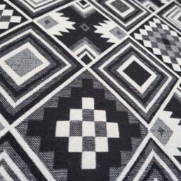 Cowhide Dining Chair - & Aztec Fabric - Black White Farmhouse Custom Made Fpdc - thumbnail 4