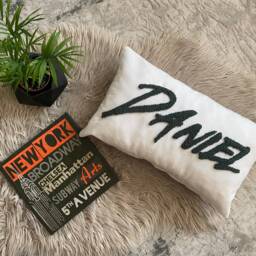 Personalized Name Pillow, Punch Needle Baby Cushion, Room Decor - thumbnail 1