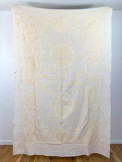 Hand Embroidered Suzani Tapestry Uzbek Floral Wall Hanging - image 1