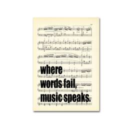 Where Words Fail Quote Antique Sheet Music Art Print Hans Christian Andersen - thumbnail 2