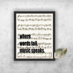 Where Words Fail Quote Antique Sheet Music Art Print Hans Christian Andersen - thumbnail 1