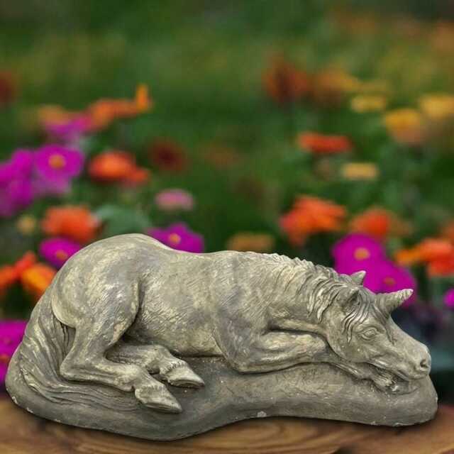 Unique Unicorn Sculpture Concrete Laying Statue Cement Animal Decoration Handmade Ornament Front Door Figurine Gift - image 1