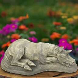 Unique Unicorn Sculpture Concrete Laying Statue Cement Animal Decoration Handmade Ornament Front Door Figurine Gift - thumbnail 3