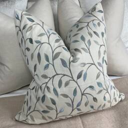Countryside Voyage Fabric, Cervino Blue Classic Leaf Trail Tapestry Cushion Cover, Pillow High Quality Handmade/Worldwide Shipping - thumbnail 1