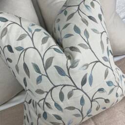 Countryside Voyage Fabric, Cervino Blue Classic Leaf Trail Tapestry Cushion Cover, Pillow High Quality Handmade/Worldwide Shipping - thumbnail 2