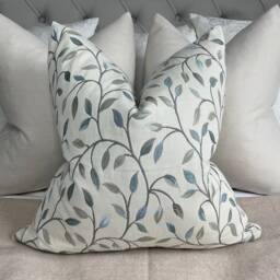 Countryside Voyage Fabric, Cervino Blue Classic Leaf Trail Tapestry Cushion Cover, Pillow High Quality Handmade/Worldwide Shipping - thumbnail 4