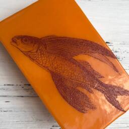 Flying Fish Vintage Illustration Kiln-Fired Night Light On Bright Orange Glass - thumbnail 2