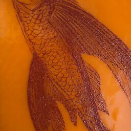 Flying Fish Vintage Illustration Kiln-Fired Night Light On Bright Orange Glass - thumbnail 3
