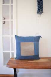 Denim Pillow Cover 20'' Square, Machine Washable - thumbnail 1