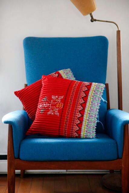 Mixed Media Pillow Cover - Reclaimed Vintage Textile - image 1