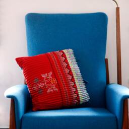 Mixed Media Pillow Cover - Reclaimed Vintage Textile - thumbnail 2
