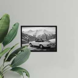 Vintage Classic Car Print, Porsche 911 Apres Ski, Fine Art Photography Wall Art, Museum Quality Black & White Poster - thumbnail 3