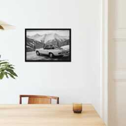Vintage Classic Car Print, Porsche 911 Apres Ski, Fine Art Photography Wall Art, Museum Quality Black & White Poster - thumbnail 2