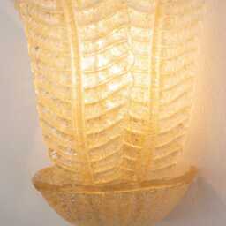 Murano Glass Leaf Sconce in Amber, Italian Mid Century Style Wall Light - thumbnail 4