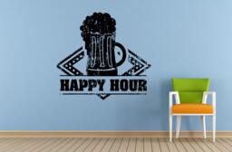 Happy Hour Cocktails Drinks Specials Stamp Sign Logo Store Shop Salon Window Wall Decal Vinyl Sticker Mural Room Decor L1714 - thumbnail 1