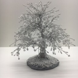 White Beaded Wire Bonsai Tree Sculpture - Winter Home Decor - thumbnail 4