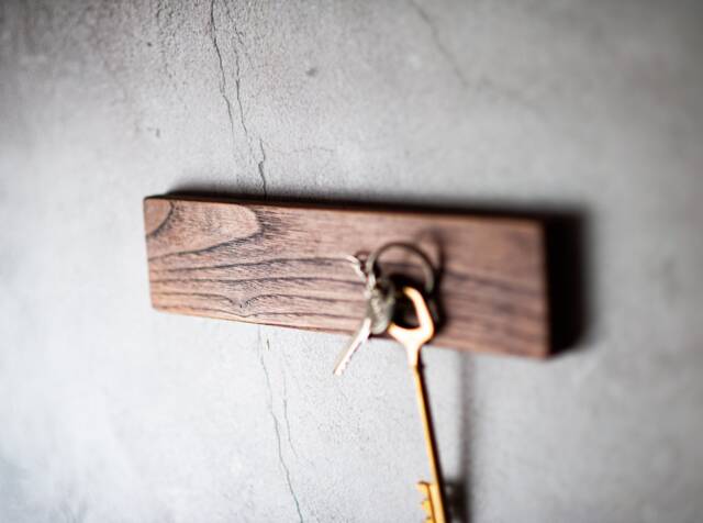 Wooden Magnetic Key Holder. Chestnut Wood Rack. Wall Organizer. Entryway Keys Storage, Hanger Magnet. Strong Sticker Mount - image 1